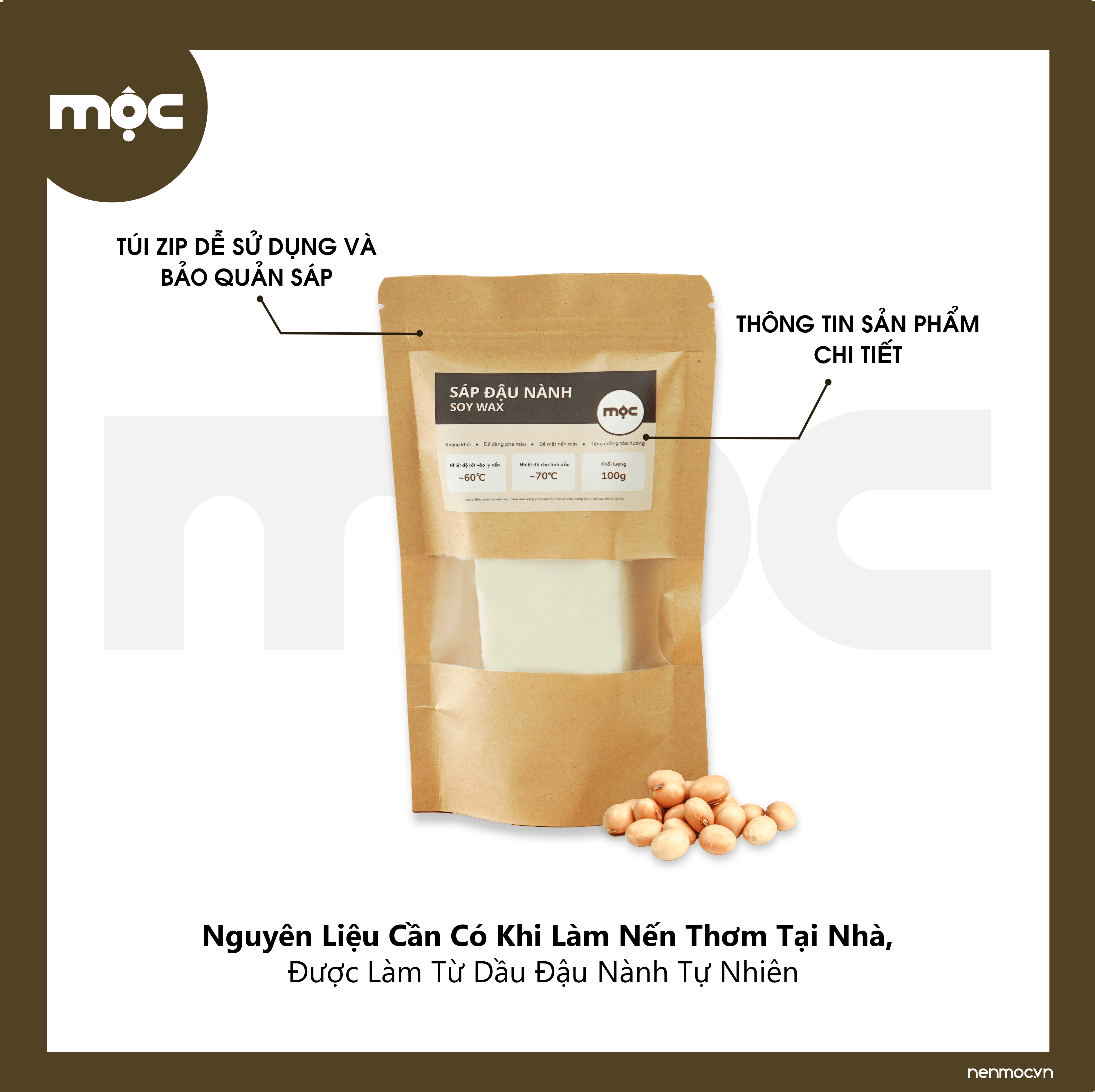 Sáp Đậu Nành Làm Nến Thơm - MỘC Soy Wax - Ảnh 3
